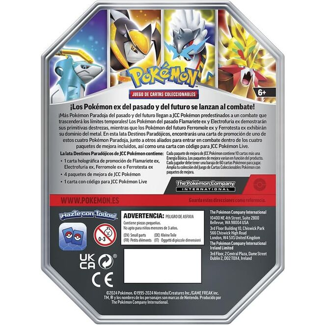 Pokemon Paradoxical Destinies Trading Card Game Tin Assorted Spanish