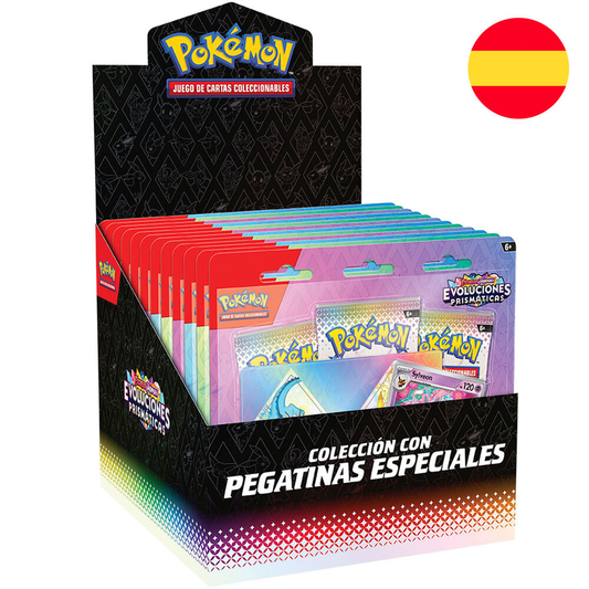Blister pack of collectible cards Tech Sticker Collection Prismatic Evolutions Pokemon Spanish assortment