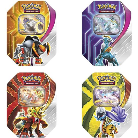 Pokemon Paradoxical Destinies Trading Card Game Tin Assorted Spanish